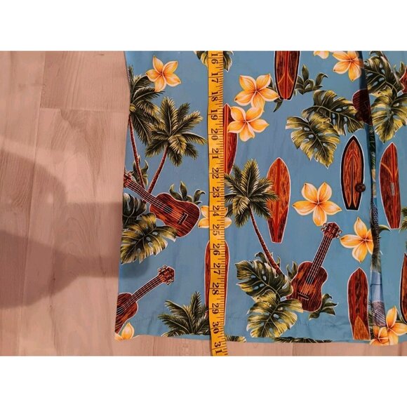 RJC Mens Hawaiian Button Down SURF & GUITARS  Shirt Short Sleeve 1980s Vibe USA - Picture 6 of 6